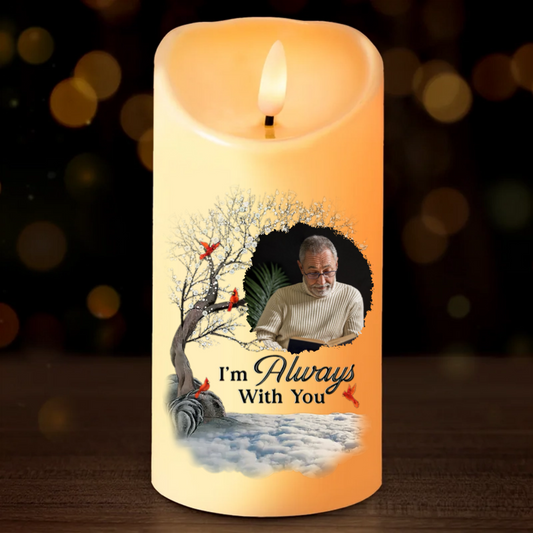 Custom Photo A Beautiful Soul Remembered - Memorial Personalized Custom LED Candle - Christmas Gift, Sympathy Gift For Family Members