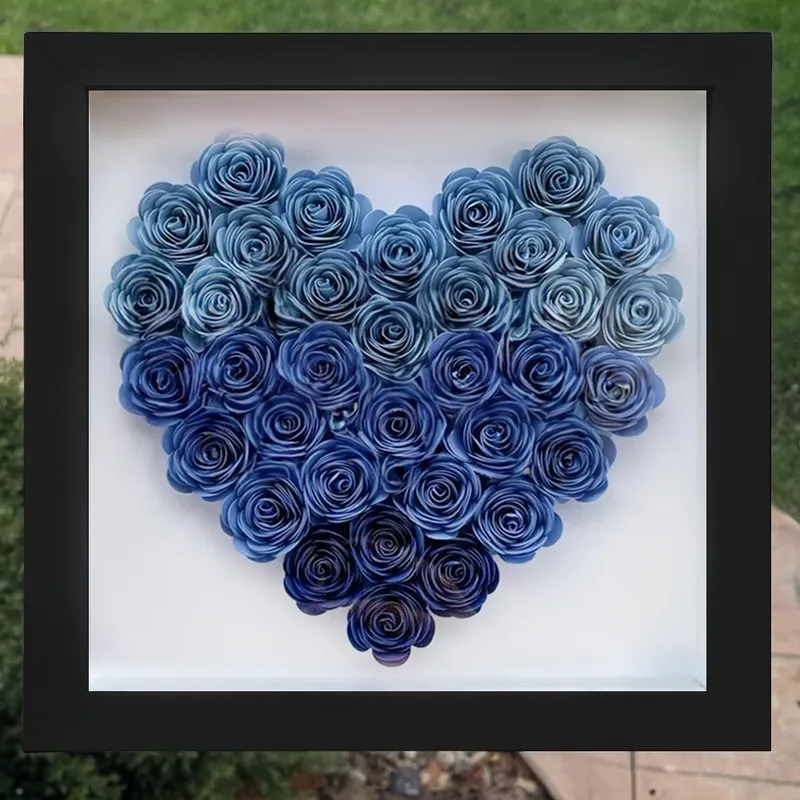 Couple Proposal Engagement Gift Personalized Heart Rose Shadow Box