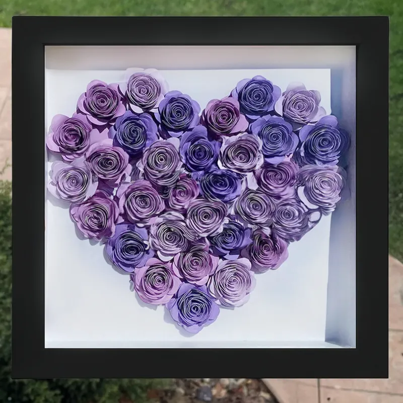 Arm In Arm Couple Personalized Heart Rose Shadow Box