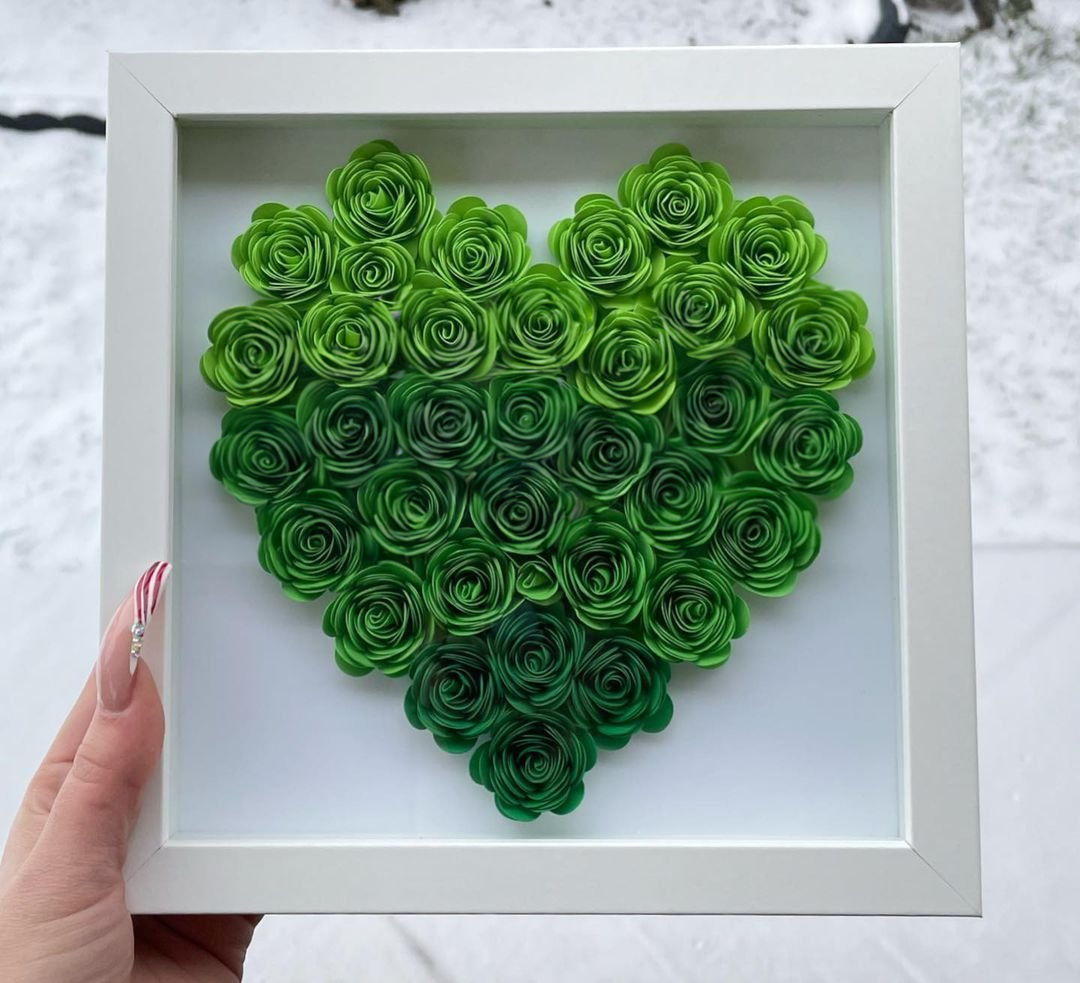 Couple Holding Love Balloon Personalized Heart Rose Shadow Box