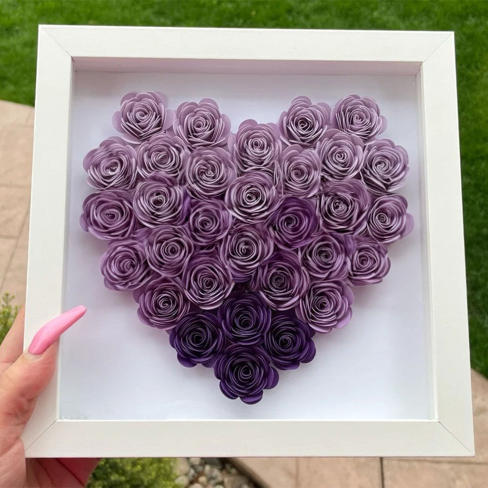 Couple Holding Personalized Heart Rose Shadow Box