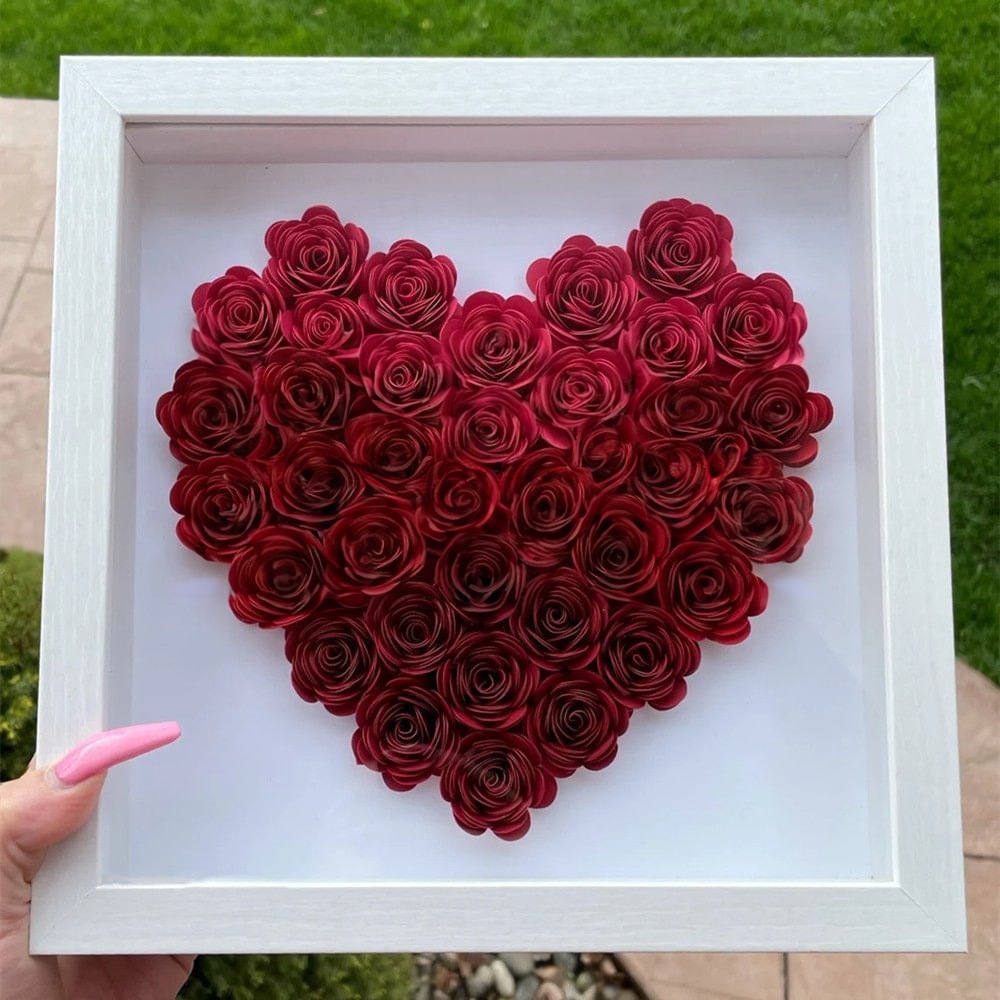 Couple Proposal Engagement Gift Personalized Heart Rose Shadow Box