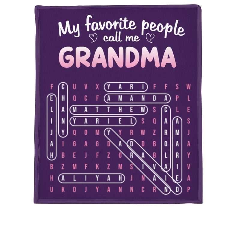 Favorite People Call Me Grandma Word Search Puzzle - Personalized Fleece Blanket - Mother's Day Gift For Grandma