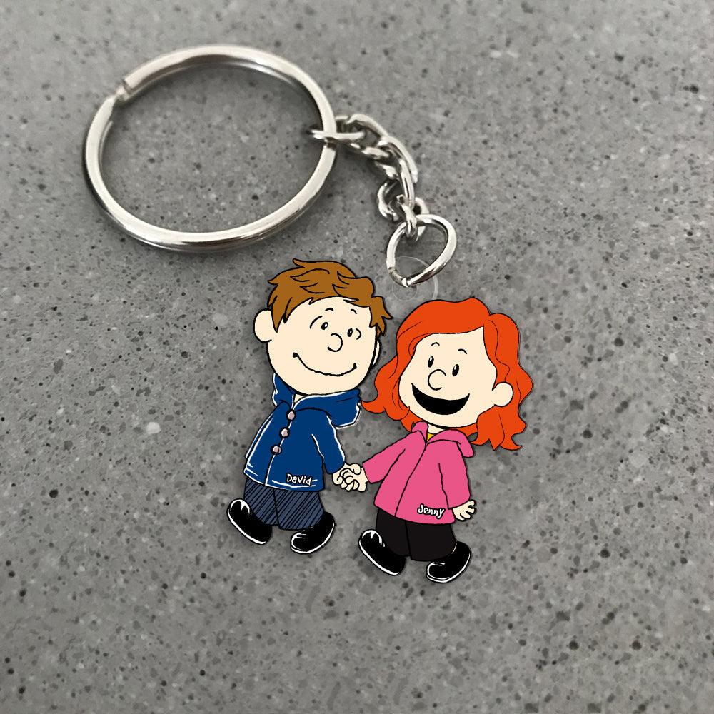 Gift For Couple Keychain Couple Hand In Hand - Personalized Acrylic Keychain