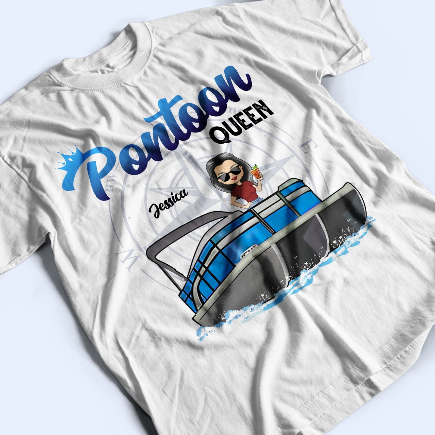 Boating Pontoon Queen - Birthday, Traveling, Cruising Gift For Pontooning Lovers, Beach Lovers, Travelers - Personalized Custom T Shirt