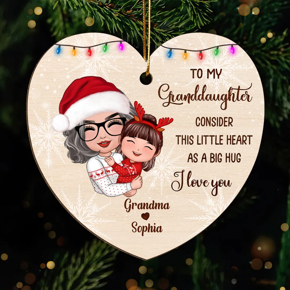 Grandma Mom Hugging Kids Consider This Heart As Big Hug Personalized Acrylic Ornament