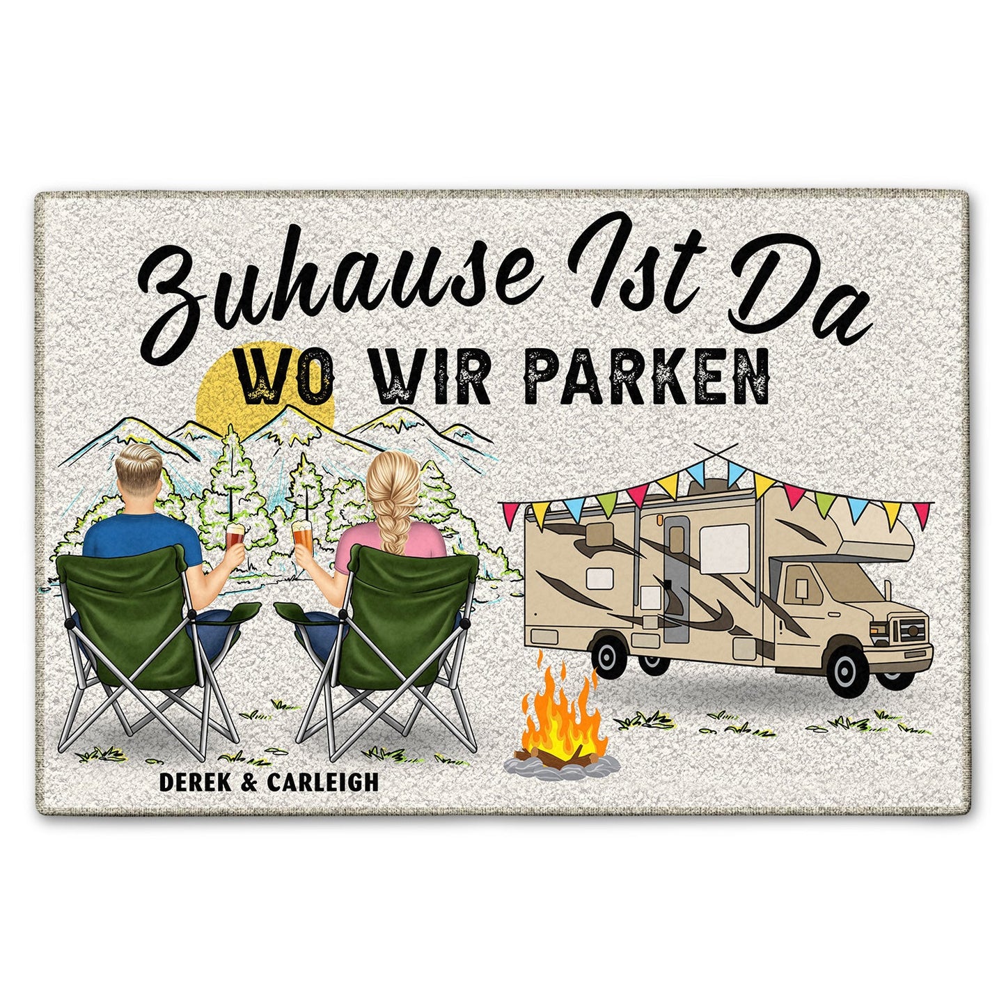 Zuhause Ist Da Wo Wir Parken - Personalisierte Fußmatte