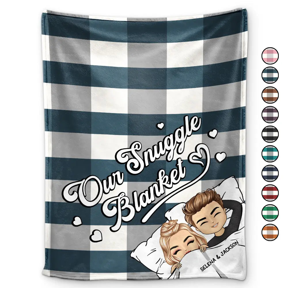 Couple Chibi Our Snuggle Blanket Cozy Plaid - Personalized Fleece Blanket