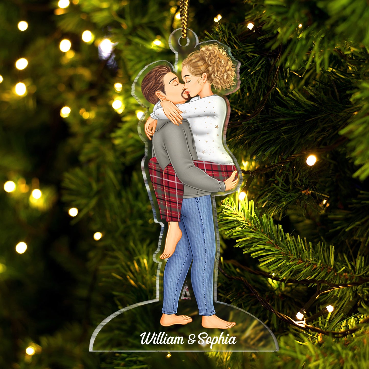 Couple Kissing - Christmas Gift For Lover, Husband, Wife, Couples - Personalized Cutout Acrylic Ornament