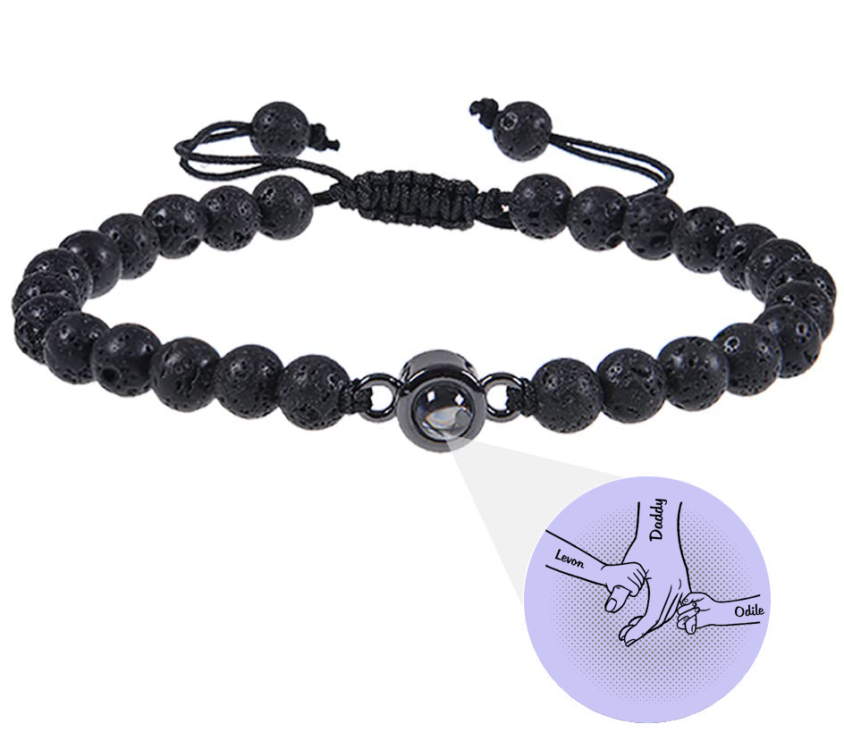 Black Natural Stone Projection Bracelet For Men Women Father's Day Gift