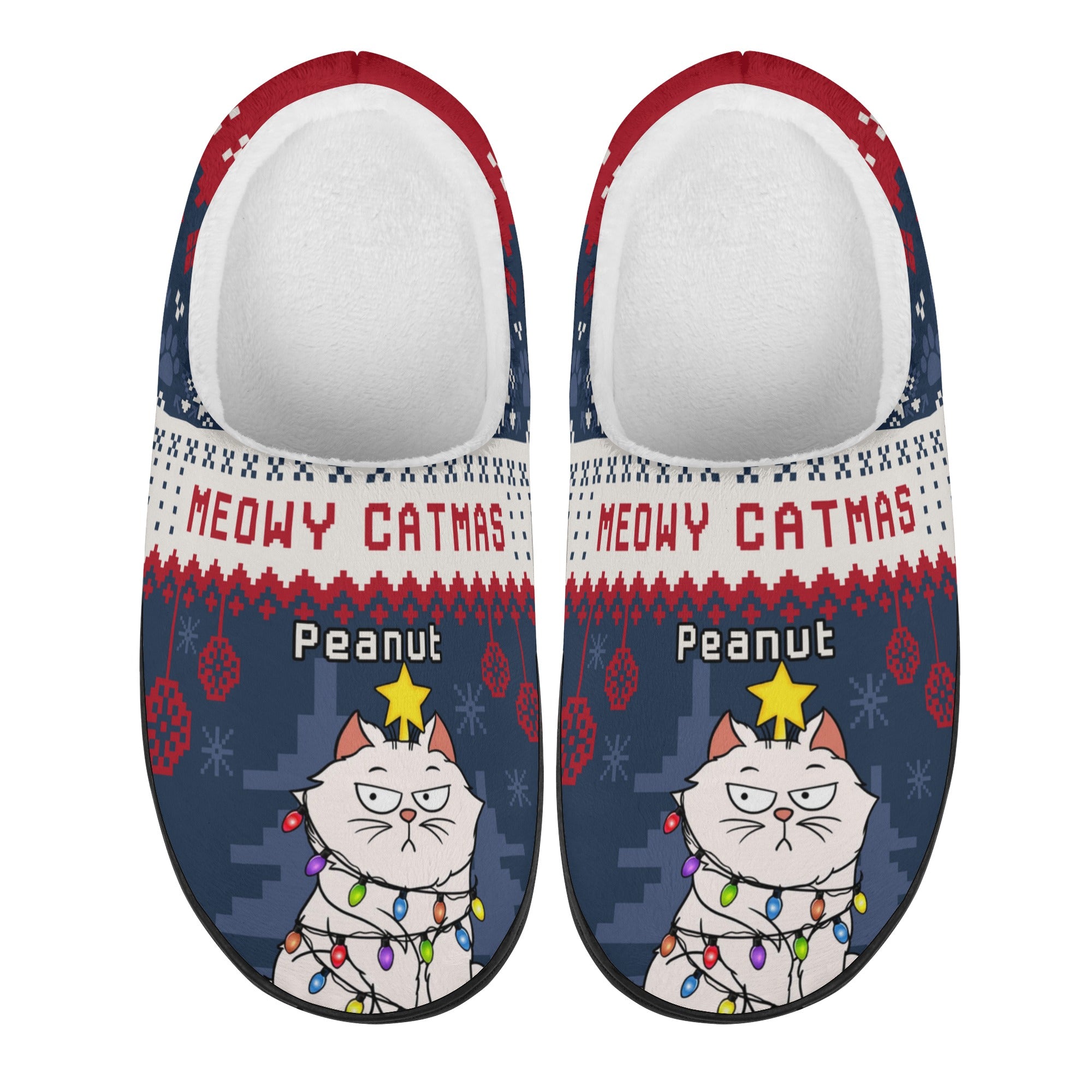 Meowy Catmas Funny Cats - Christmas Gift Personalized Custom Unisex Fluffy Slippers