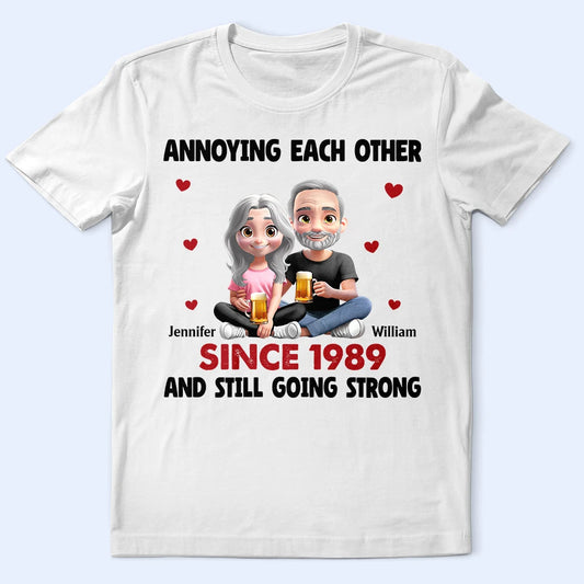 3D Effect Couple Annoying Each Other - Personalized T Shirt