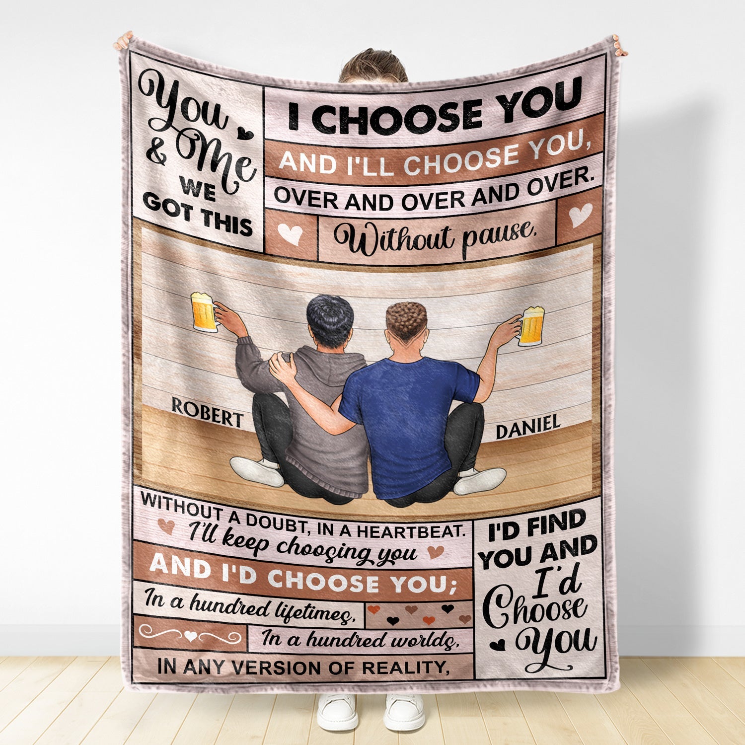 I Would Choose You In A Hundred Life Time - Anniversary Gift For Spouse, Husband, Wife - Personalized Fleece Blanket