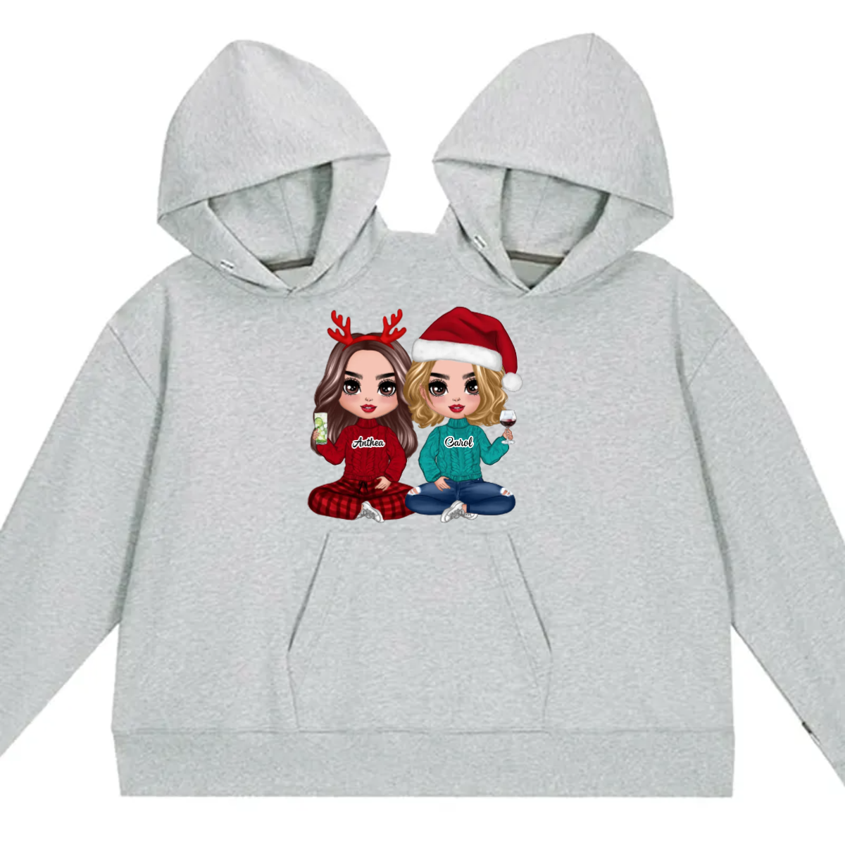 Christmas Happy Doll Best Friends Personalized Unisex Hoodie Sweatshirt