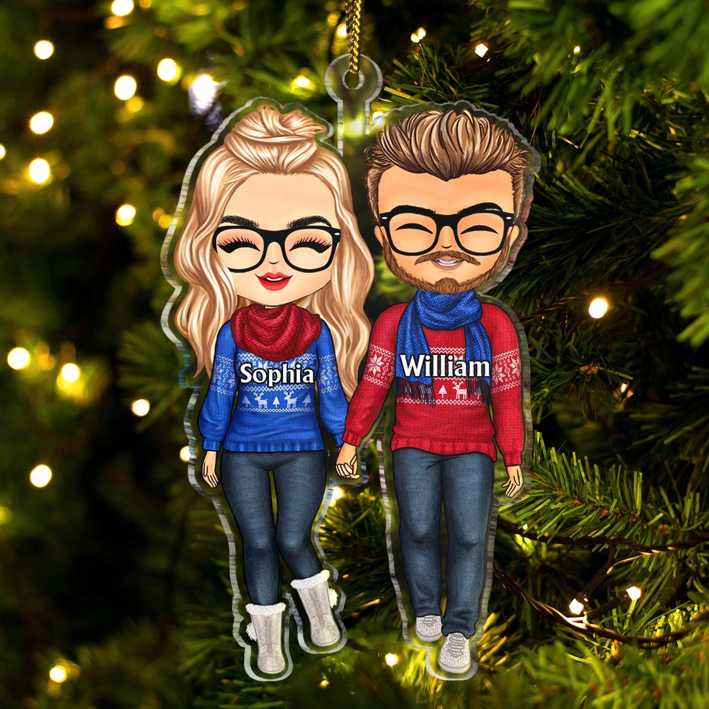 Couple Walking - Christmas Gift For Lover, Husband, Wife, Couples - Personalized Acrylic Ornament