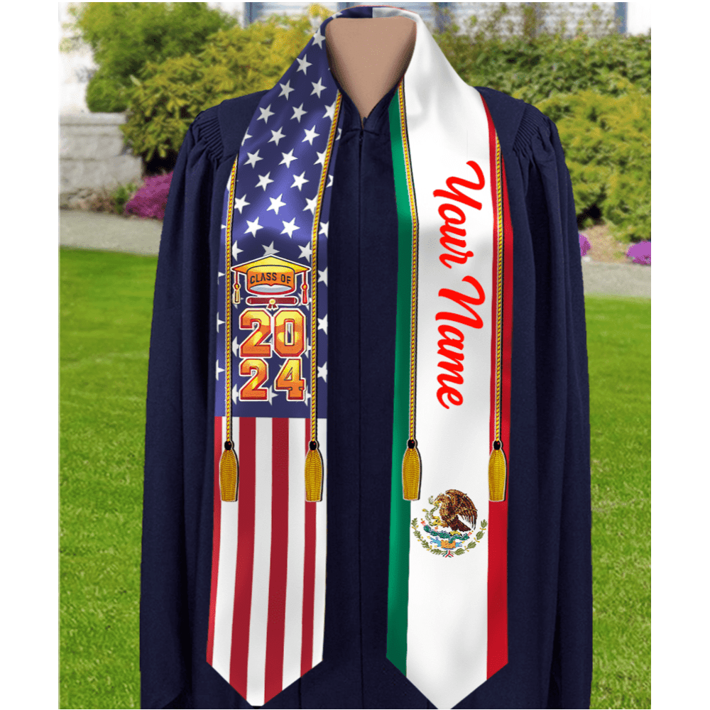 Country Flag Class of 2023 Stoles Sash, Graduation Gift, Senior Gift