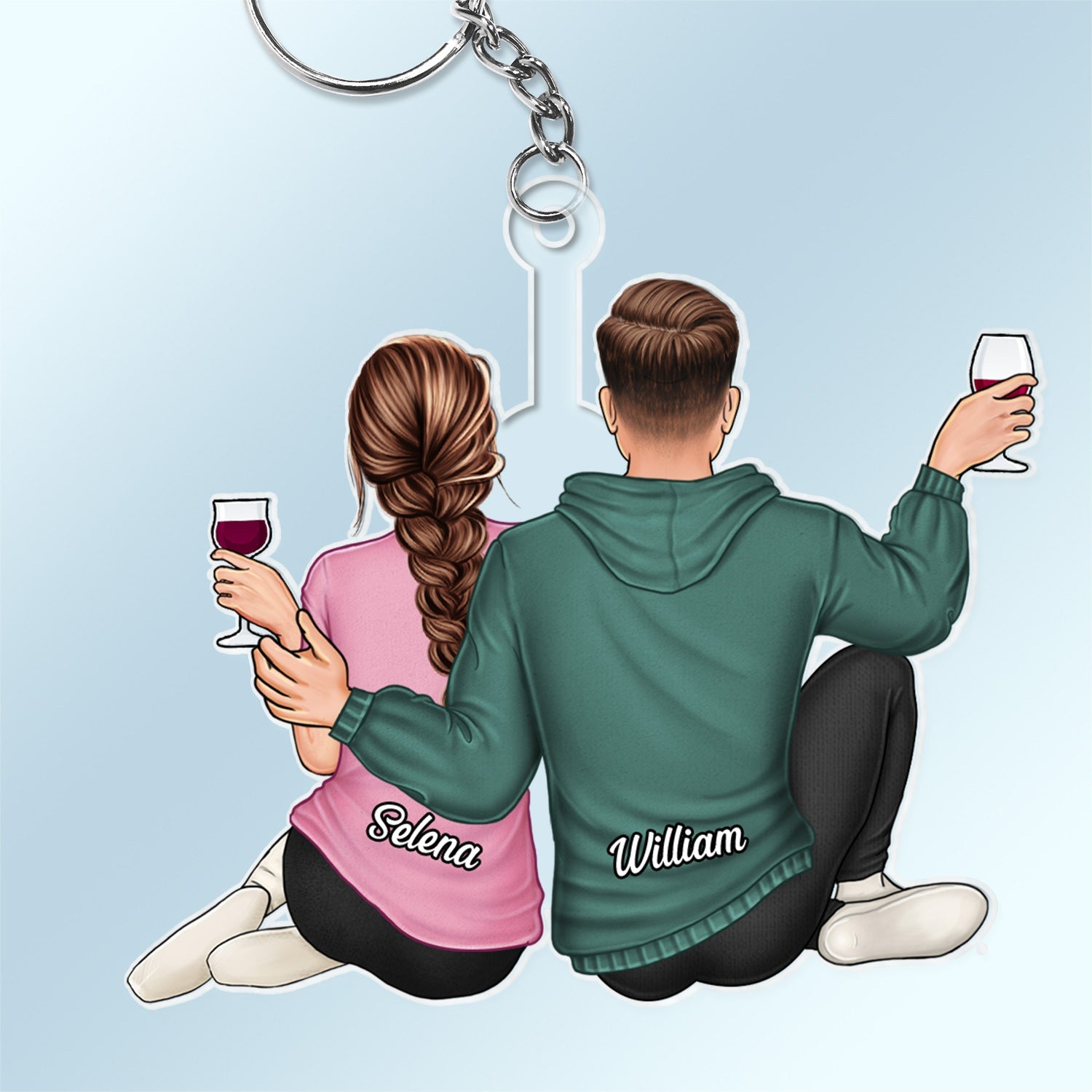 Couple Hugging - Anniversary Gift For Couples - Personalized Acrylic Keychain