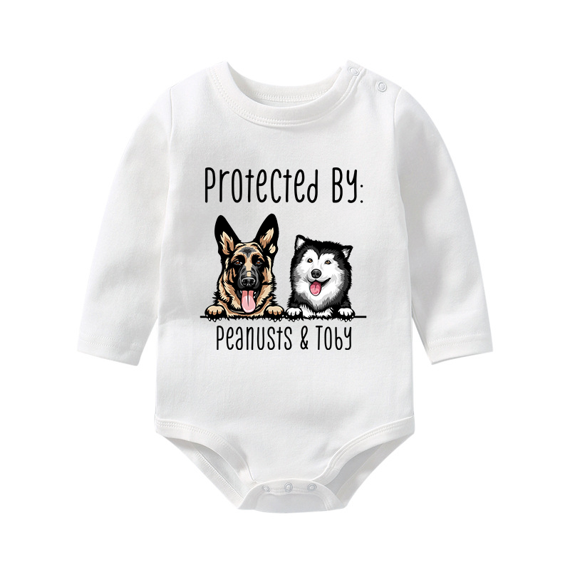 Personalized Baby Gift Baby Shower Gift, Protected by Dogs Onesie