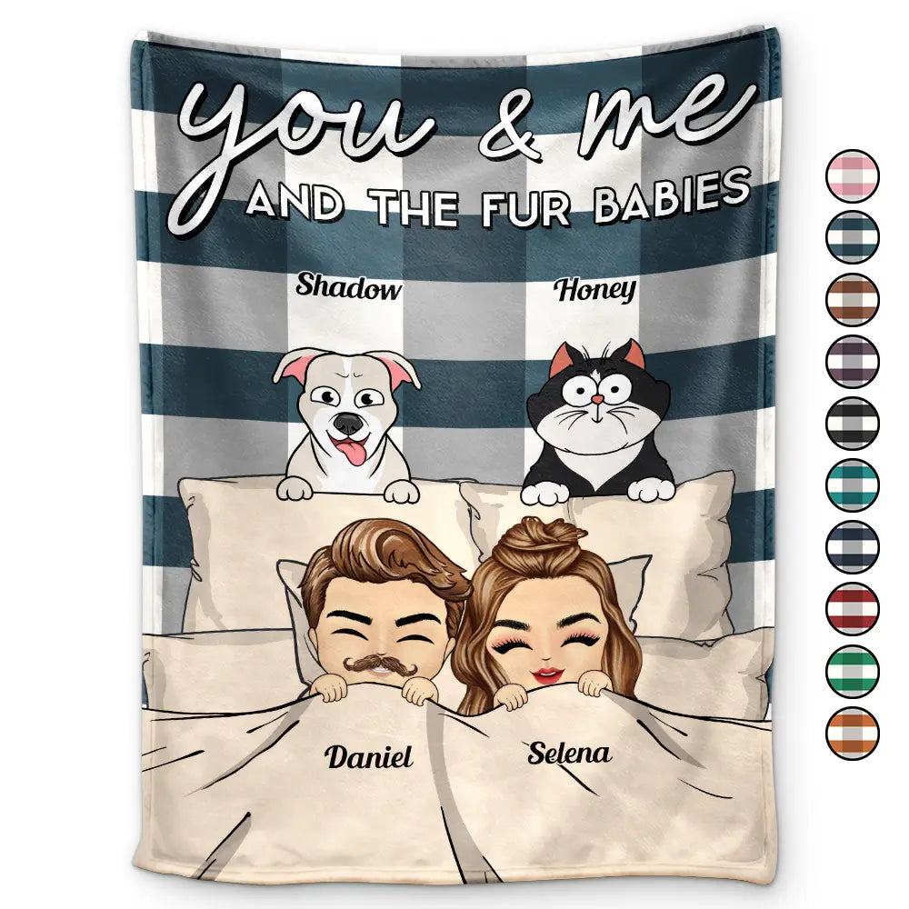 Chibi You & Me And The Dogs Cats Fur Babies - Personalized Fleece Blanket