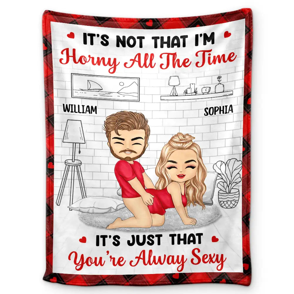 Chibi Couple It's Not That I'm Horny All The Time - Personalized Fleece Blanket