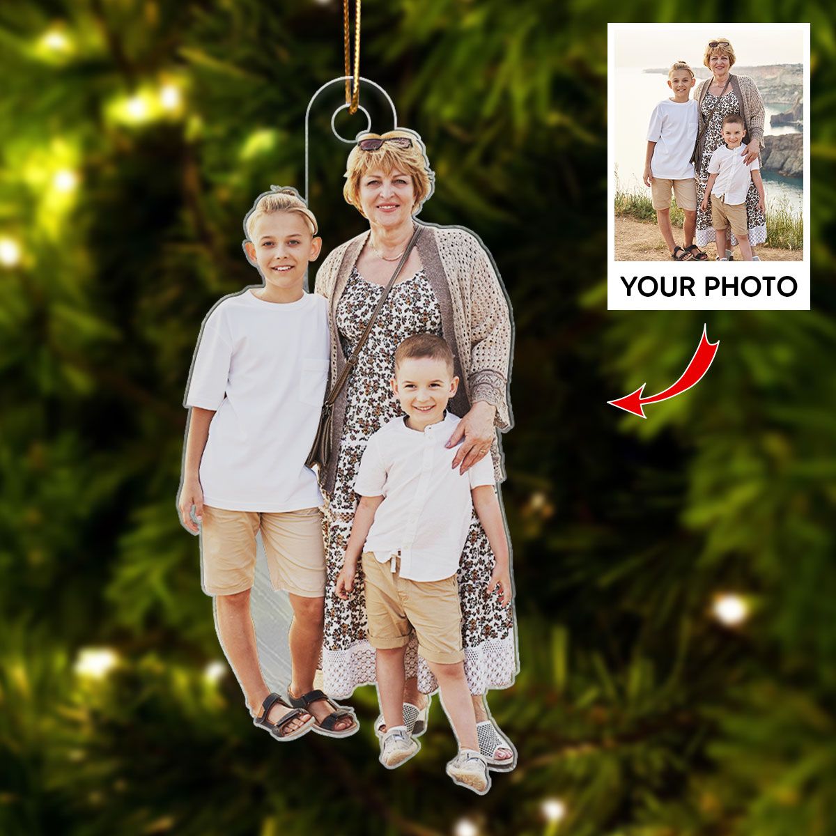 Customized Your Photo Ornament, Personalized Photo Acrylic Ornament, Christmas Gifts For Family Member, Gift For Grandparents