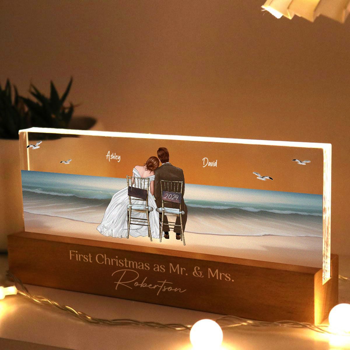 First Christmas Couple Wedding Keepsake, Christmas Gift for Newlyweds, Custom Bride And Groom