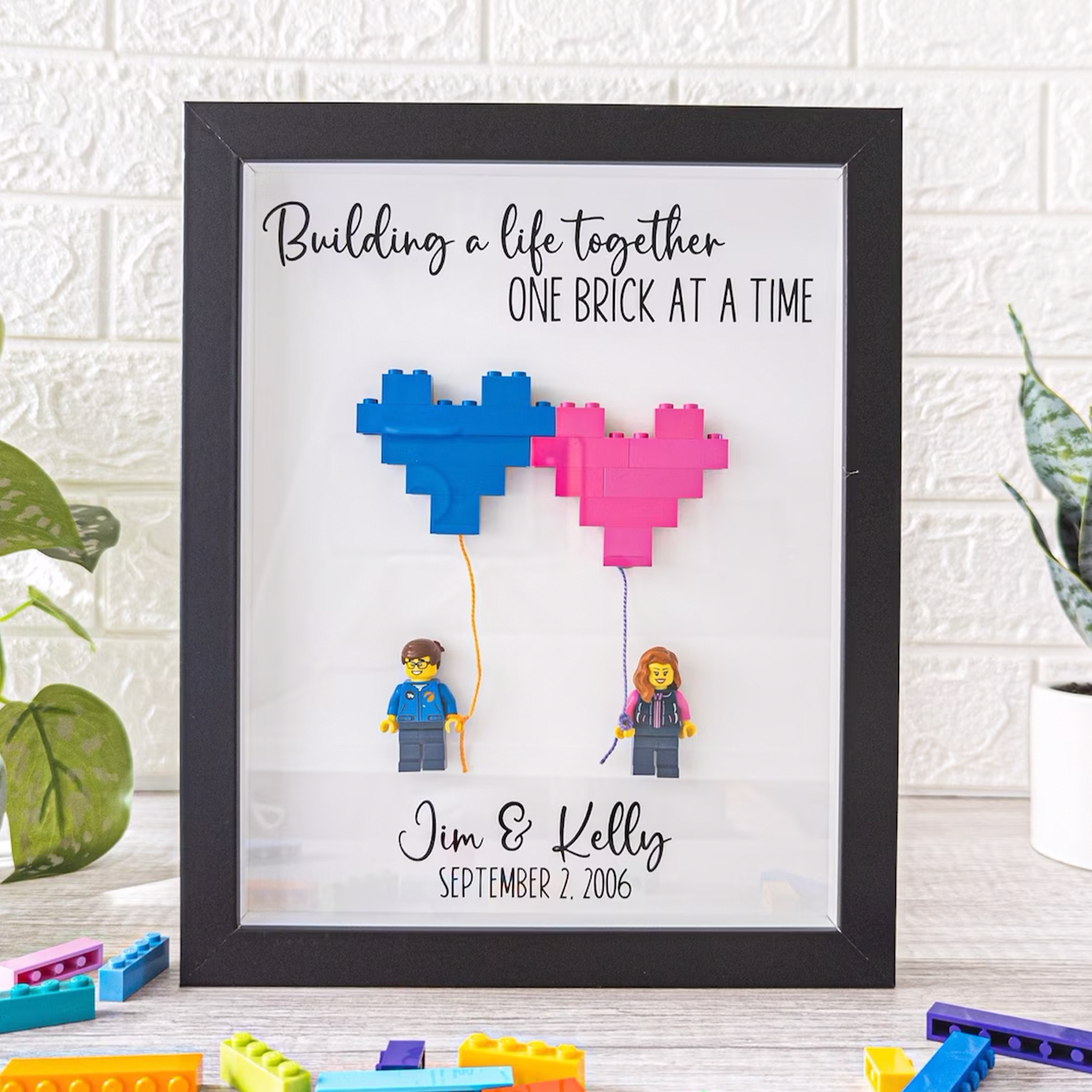 Personalized Mini Figures, Custom Couple Brick Figures Frame, Wedding Gift for Couple Unique Personalized, Unique Anniversary Gifts for Husband