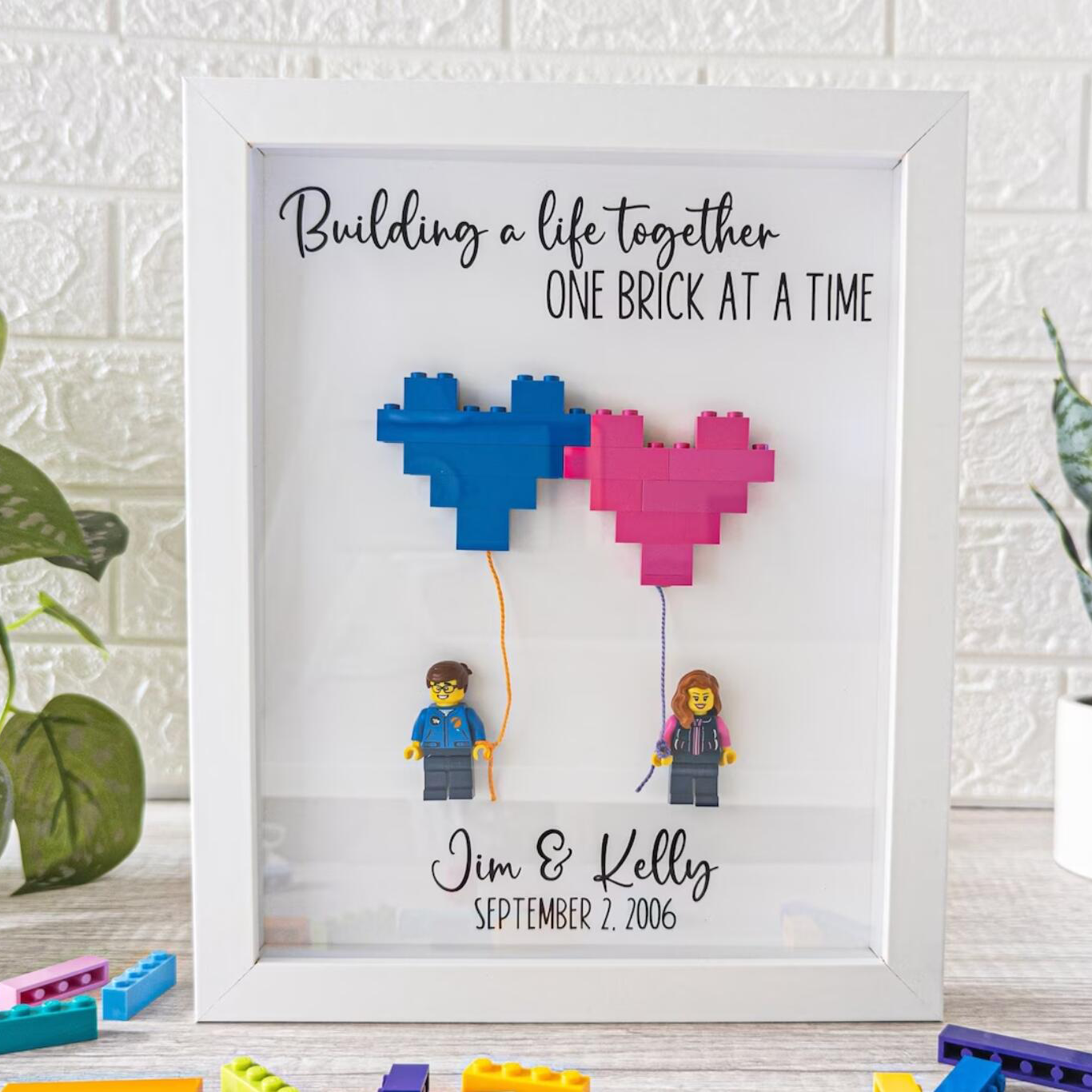Personalized Mini Figures, Custom Couple Brick Figures Frame, Wedding Gift for Couple Unique Personalized, Unique Anniversary Gifts for Husband