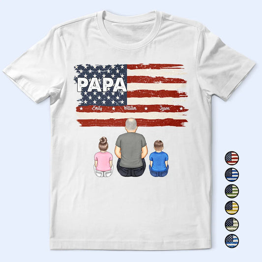 Stars & Stripes Dad Grandpa Names - Personalized T Shirt