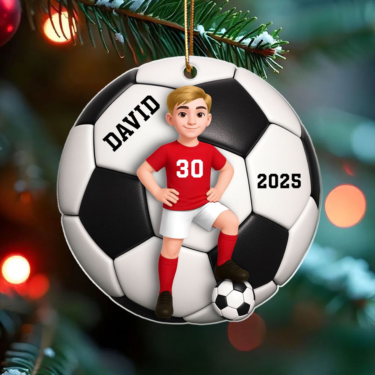 Soccer Girl Boy 3D Effect - Personalized Acrylic Ornament