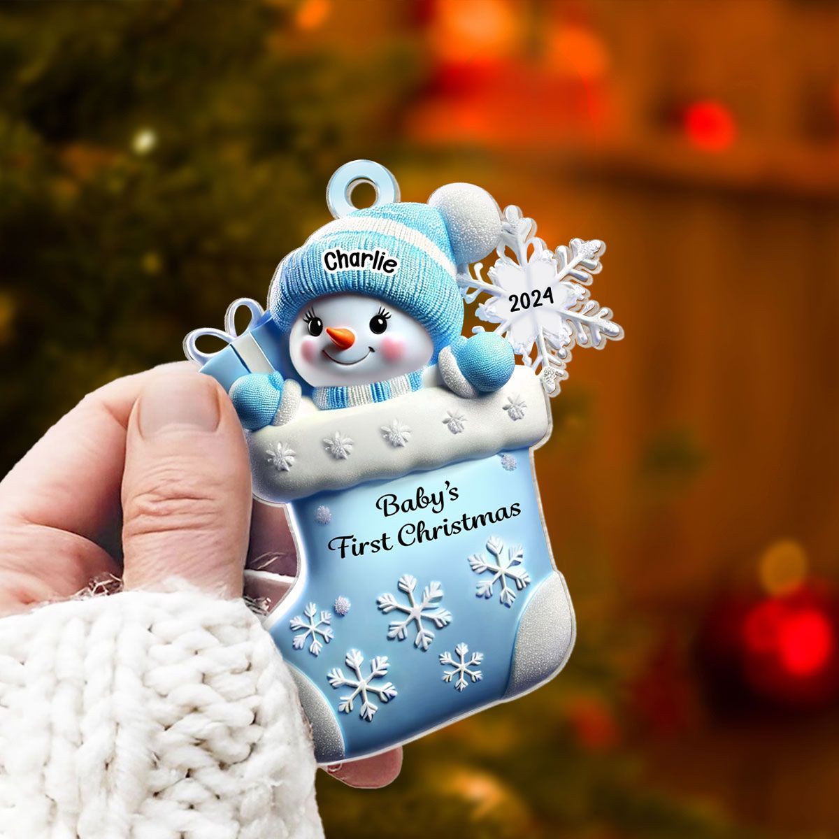 Snowman Baby's First Christmas Ornament Personalized, Custom Baby Boy Girl Christmas Ornament, Christmas Keepsake, Gift for Kid