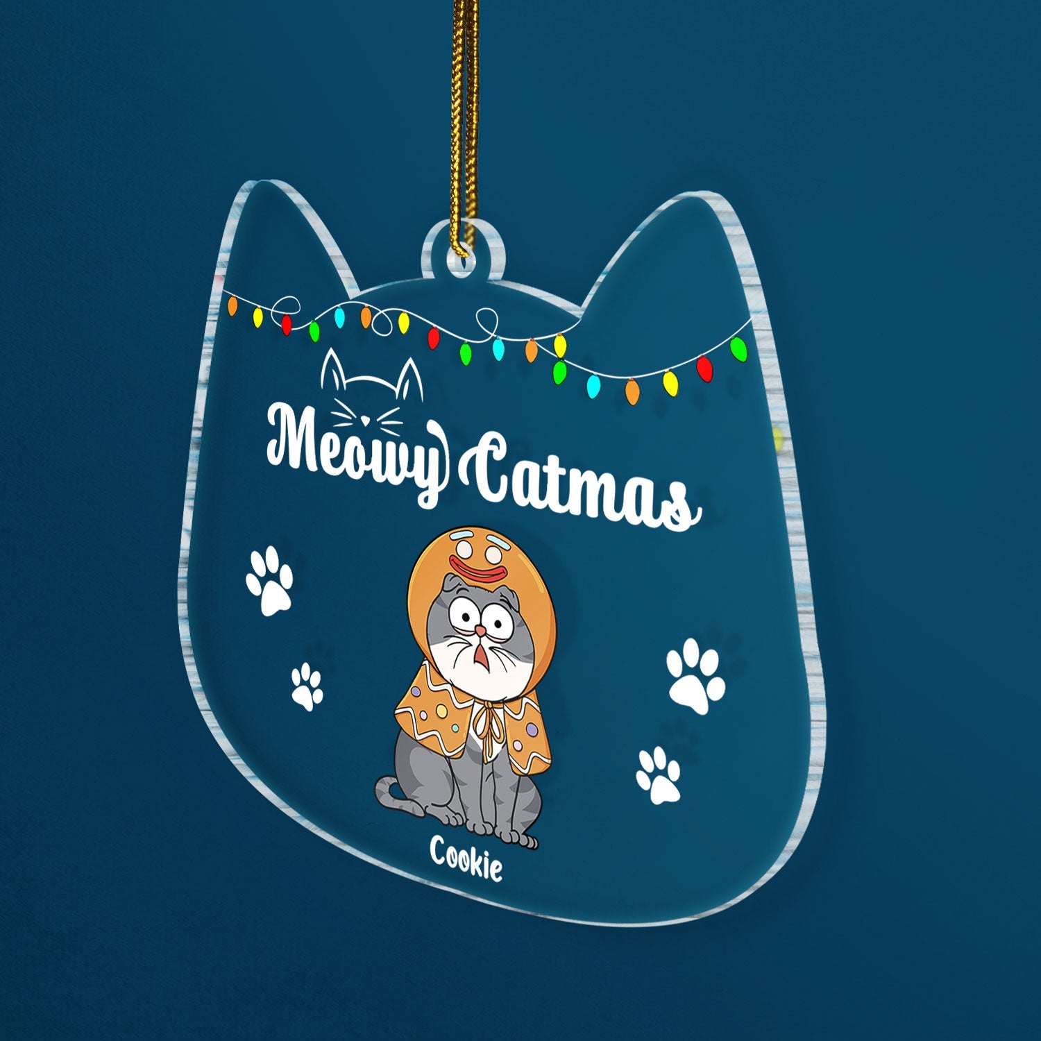 Meowy Catmas Funny Cartoon Cats - Christmas Gift For Cat Lovers - Personalized Custom Shaped Acrylic Ornament