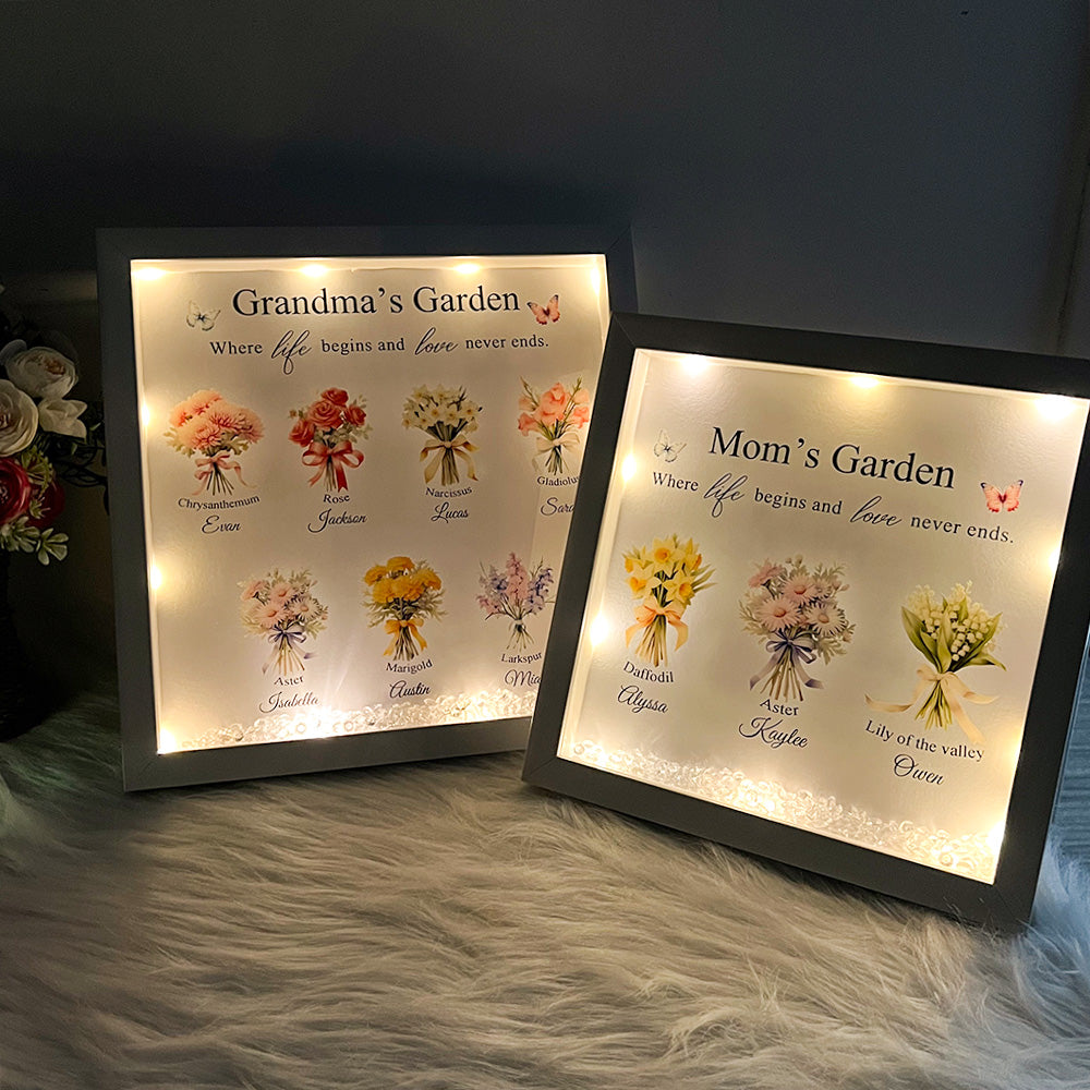 Customized Mom's Garden Birth Flower Light Frame Box - YeCustom