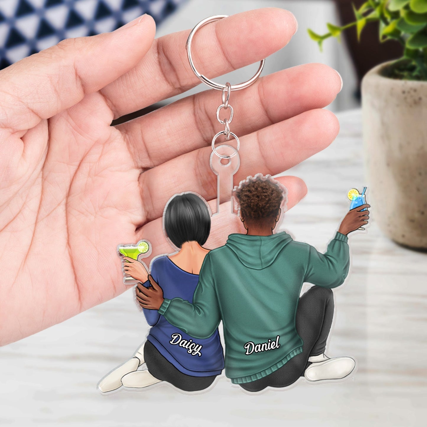 Couple Hugging - Anniversary Gift For Couples - Personalized Acrylic Keychain