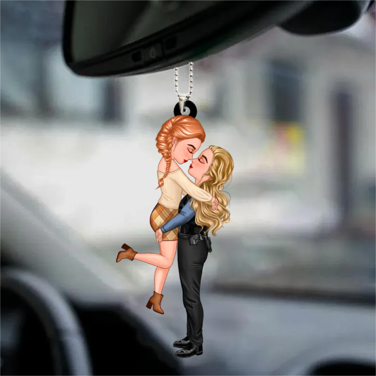 Couple Hugging Kissing - Gift For Couple - Personalized Car Hanging Ornament