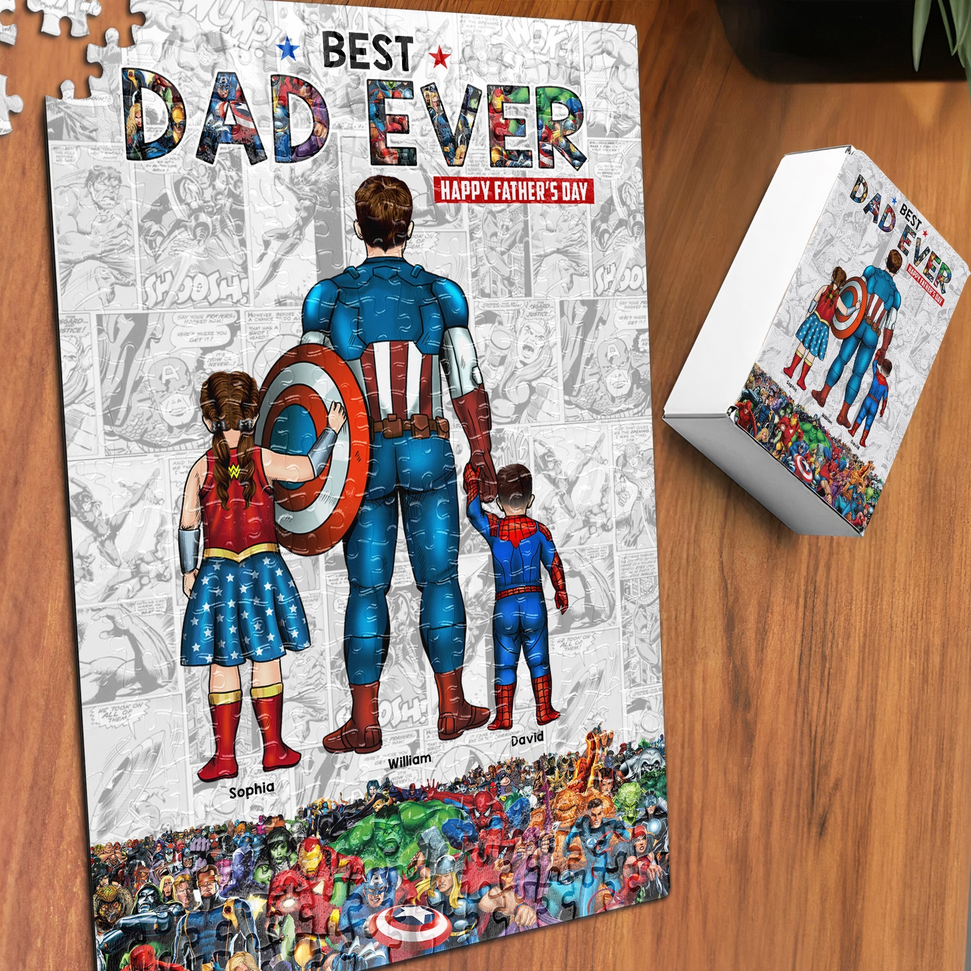Best Dad Ever Super DAD - Gift For Dad - Personalized Custom Jigsaw Puzzle