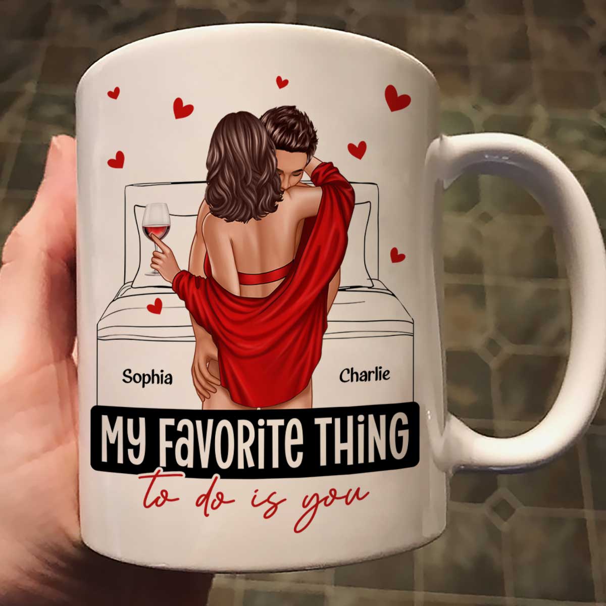 Couple Standing Kissing My Favorite Thing To Do Is You Personalized Mug
