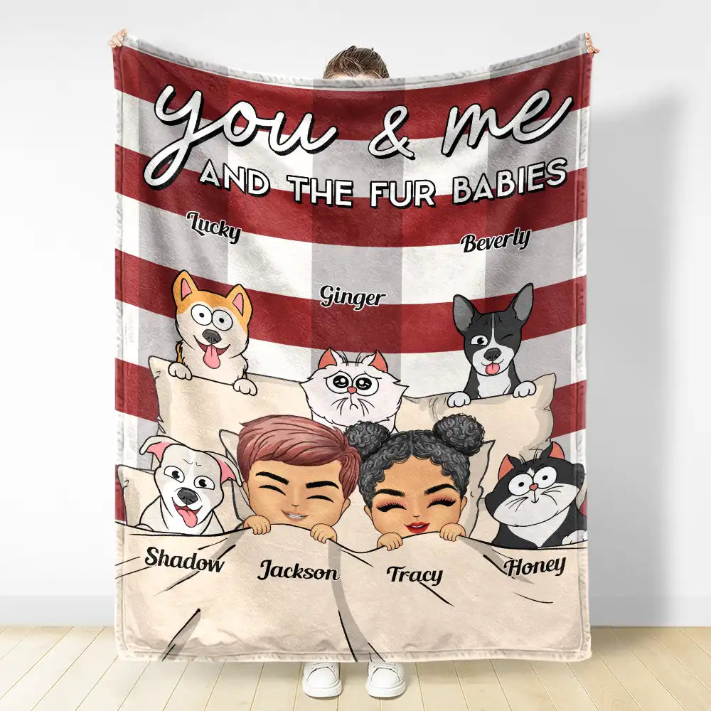 Chibi You & Me And The Dogs Cats Fur Babies - Personalized Fleece Blanket