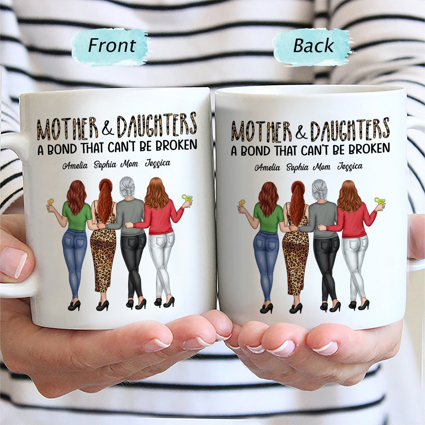 Mother & Daughters A Bond That Can't Be Broken - Gift For Mom, Mother, Grandma - Personalized Mug