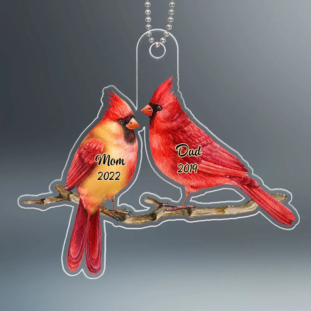 Memorial Cardinal Dad Mom Personalized Christmas Ornament