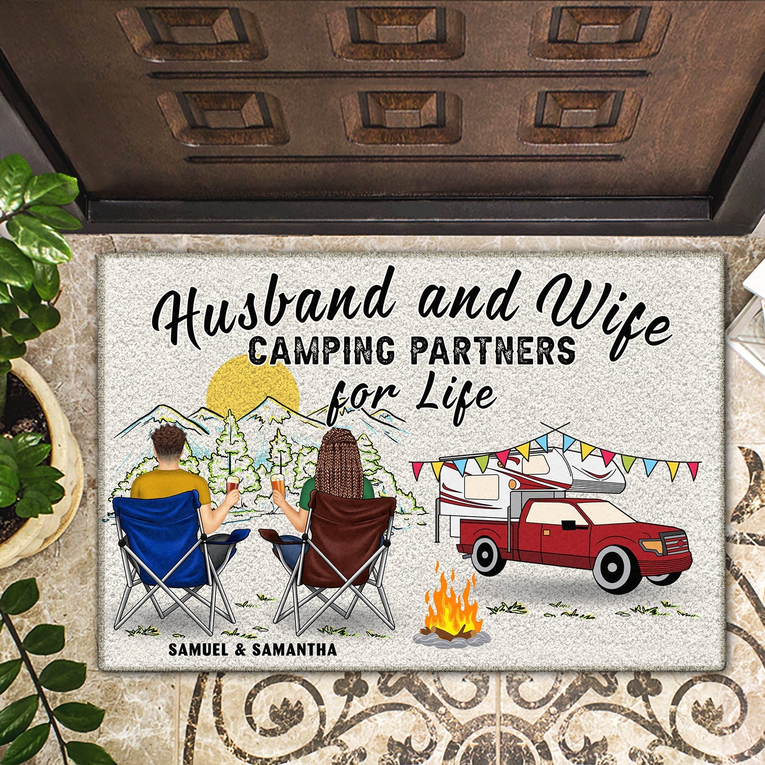 Home Is Where We Park It - Gift For Camping Lovers - Personalized Custom Doormat
