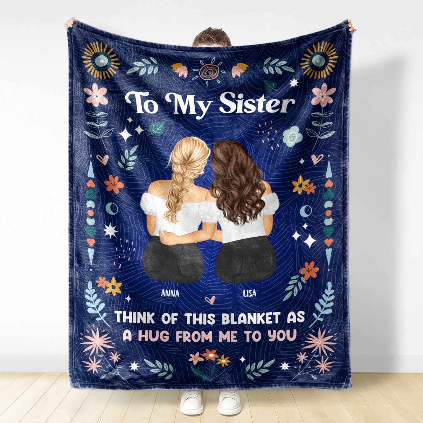 Think Of This Blanket - Gift For Sisters - Personalized Fleece Blanket 3~6 People