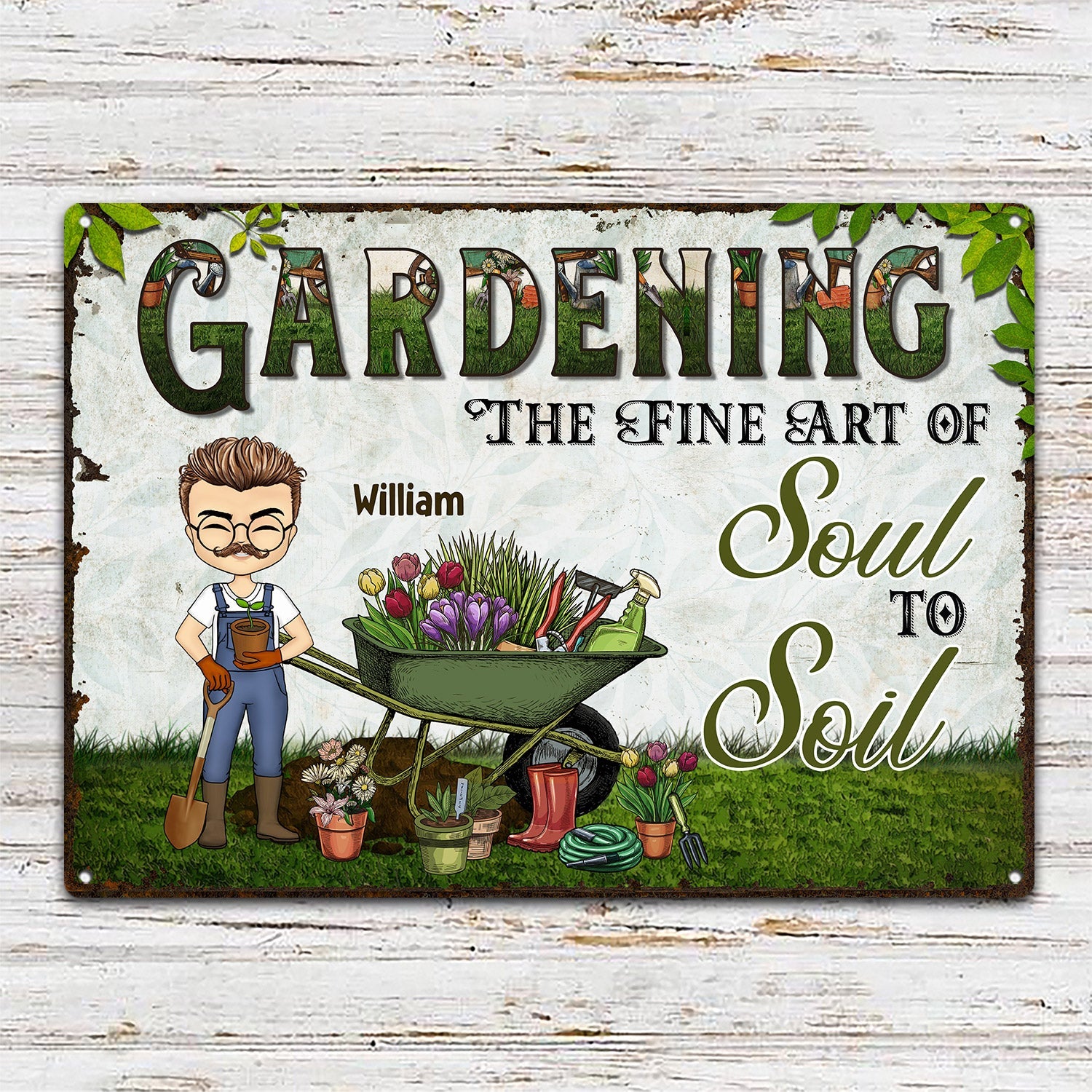 The Fine Art Of Soul To Soil - Birthday, Loving Gift For Yourself, Women, Men, Garden Lovers - Personalized Custom Classic Metal Signs