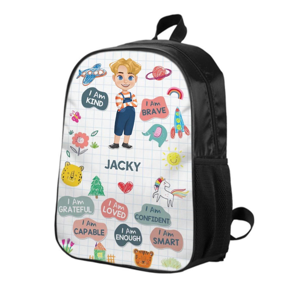 I Am Kind Smart Brave Affirmations - Gift For Kids, Back To School - Personalized Backpack