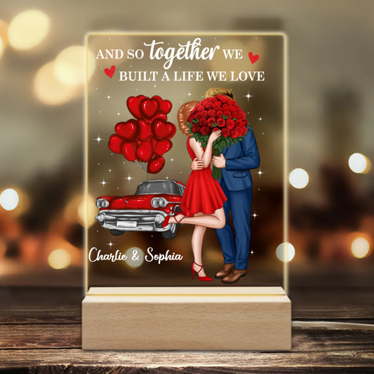 Elegant Couple Valentine‘s Gift Personalized Rectangle Acrylic Plaque LED Night Light