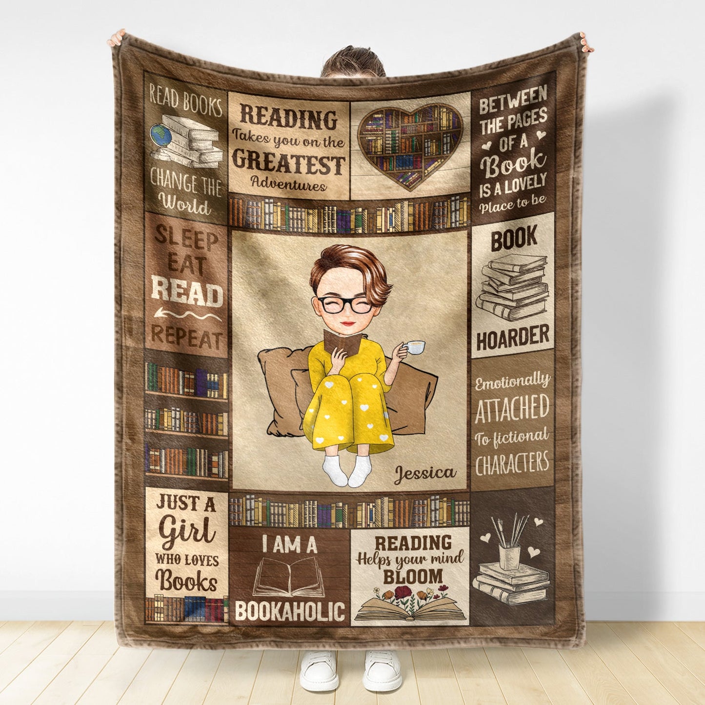 My Reading Blanket I Am A Bookaholic - Gift For Book Lovers, Gift For Kid - Personalized Fleece Blanket