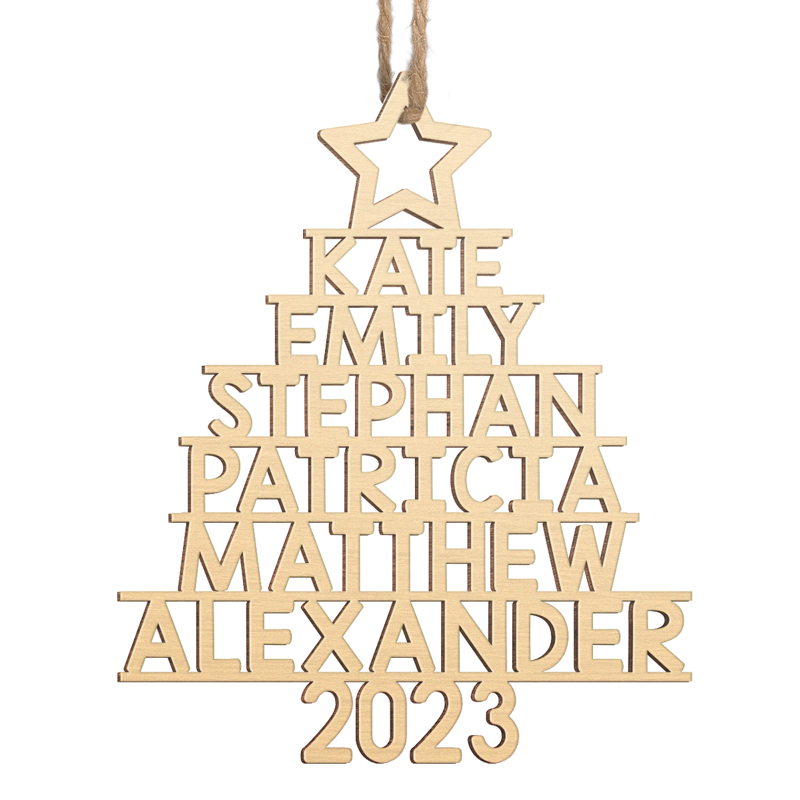 Family Christmas Tree - Family Personalized Ornament - Metal Custom Shaped - Christmas Gift For Family Members