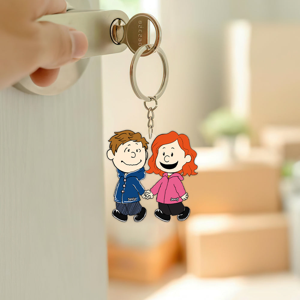 Gift For Couple Keychain Couple Hand In Hand - Personalized Acrylic Keychain