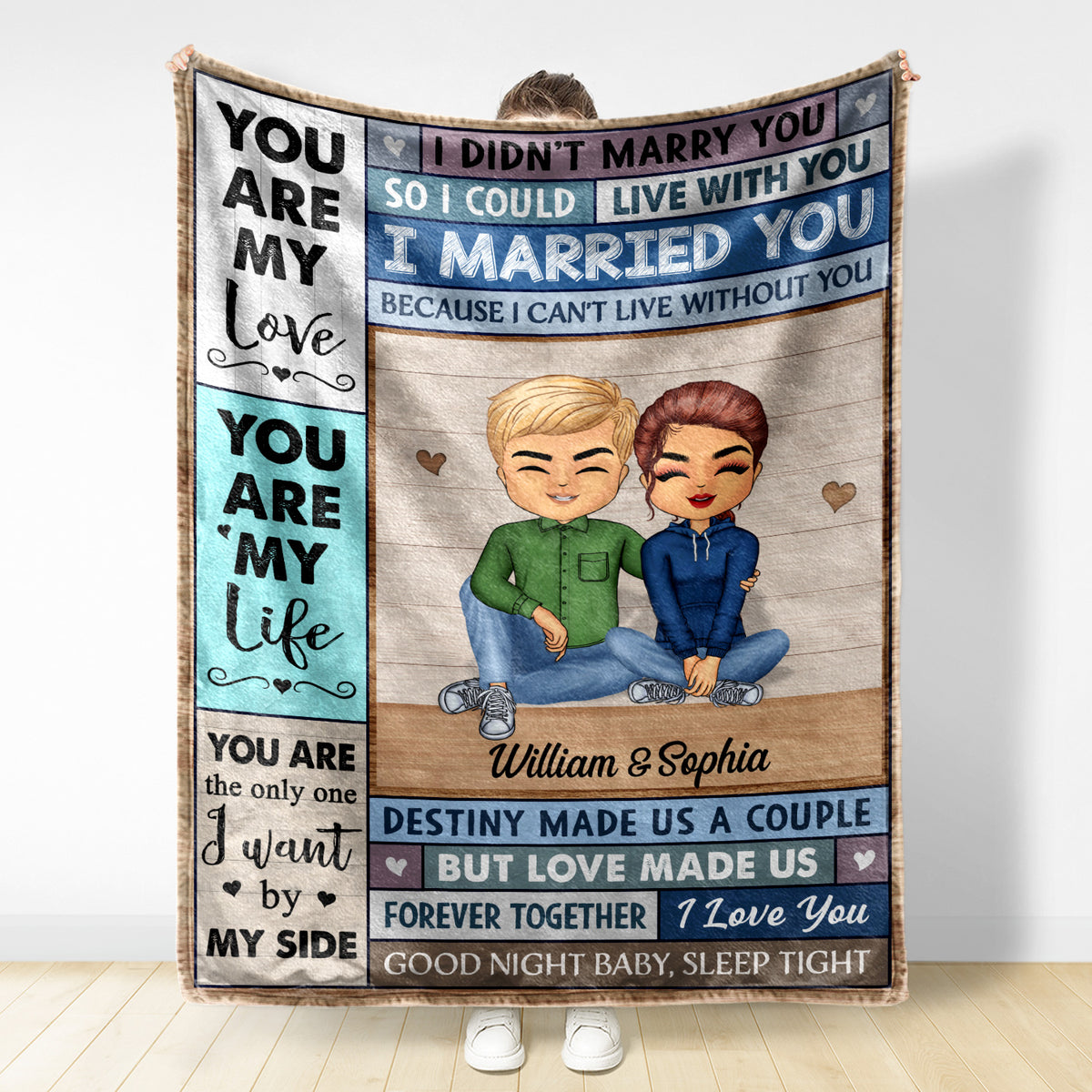 You Are My Love I Married You Because I Can't Live Without You Husband Wife - Gift For Couples - Personalized Custom Fleece Blanket