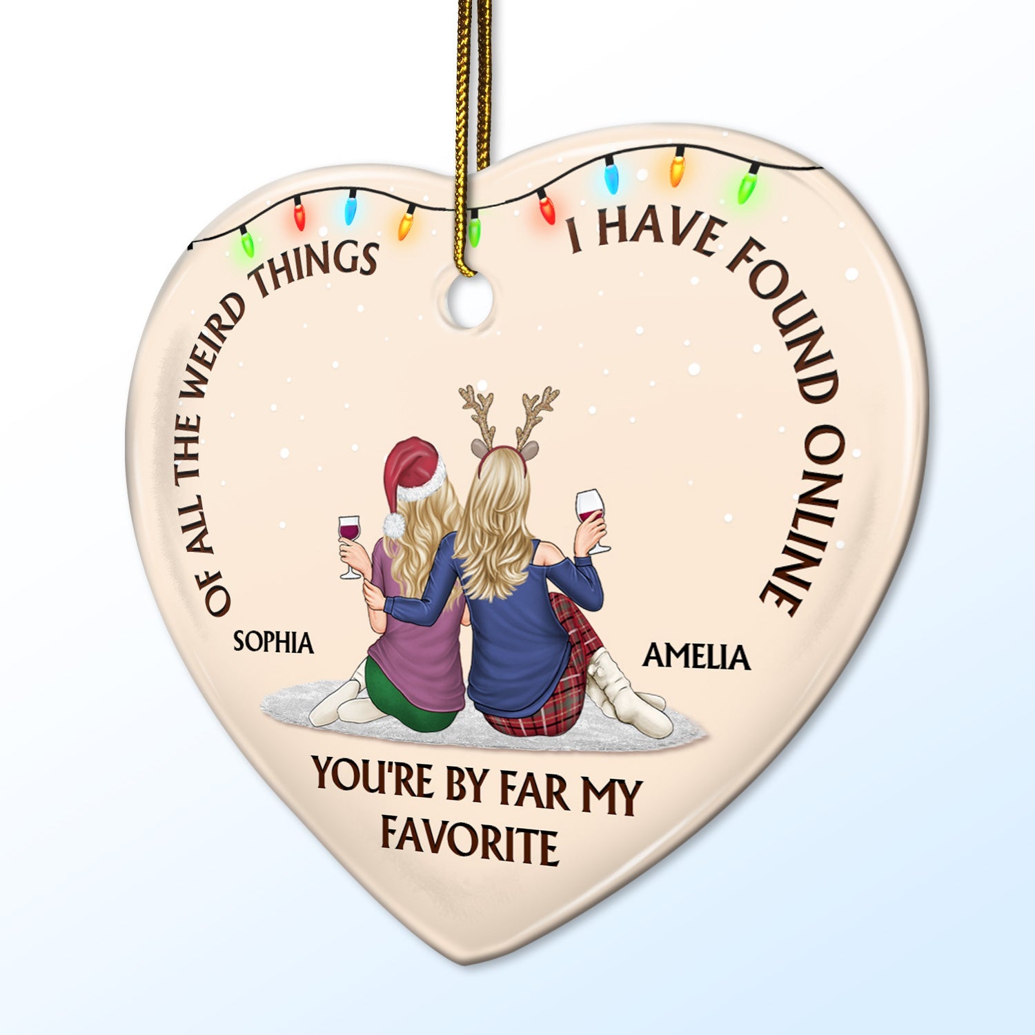Of All The Weird Things - Christmas Gift For Couples, Husband, Wife - Personalized Heart Ceramic Ornament